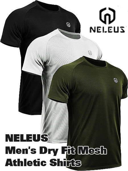 NELEUS Men's Dry Fit Mesh Athletic Shirts - Excellent summer workout Tees!