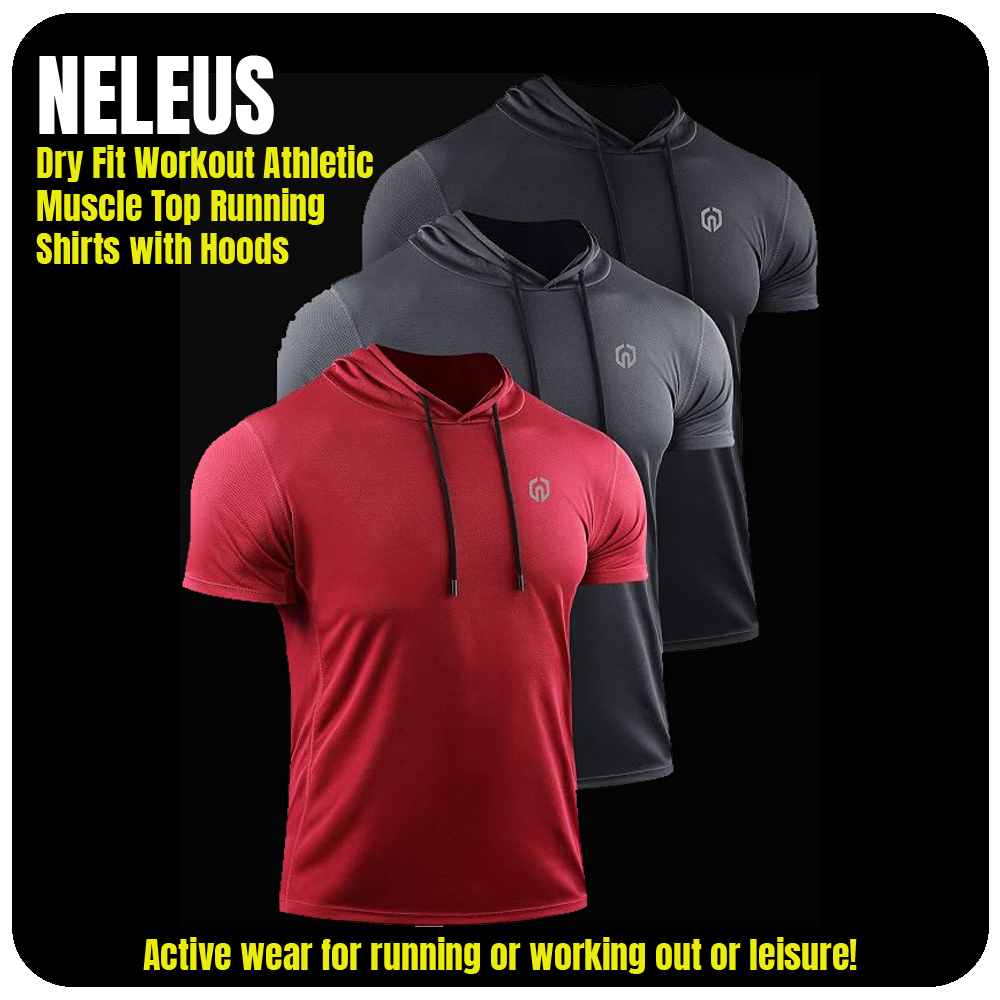 NELEUS Dry Fit Workout Athletic Muscle Top Running Shirts with Hoods