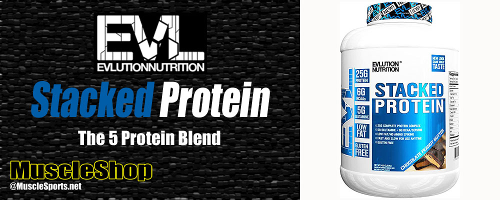 Evlution Nutrition Stacked Protein Header